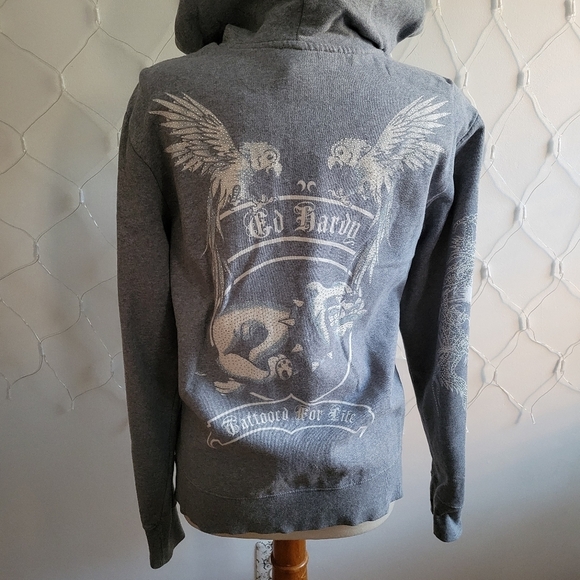 Vintage Ed Hardy Sweatshirt Hoodie • Gray • Size Large • Designer - Picture 6 of 10
